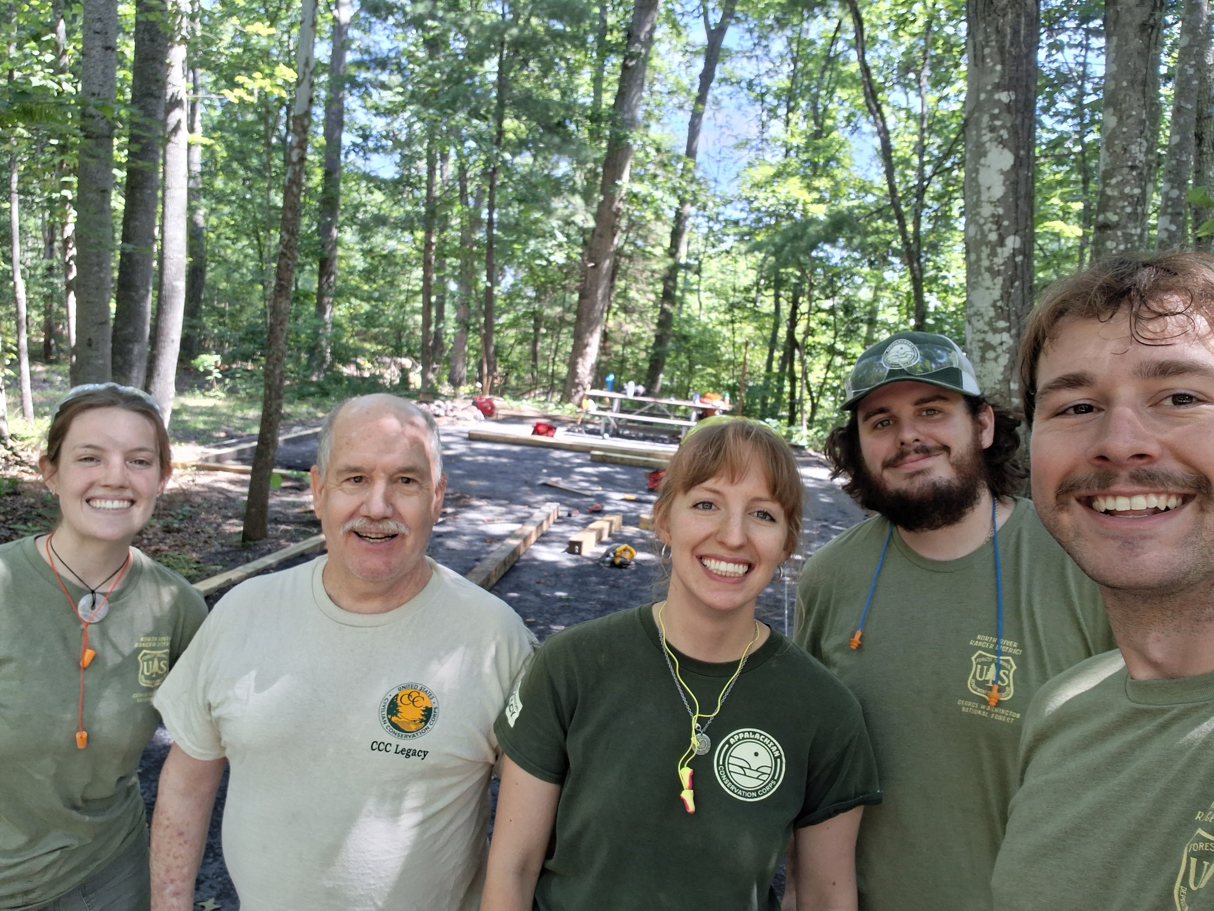 CCC Legacy board member Rob Arner with a crew of Appalachian Conservation Corps volunteers at Camp Roosevelt
