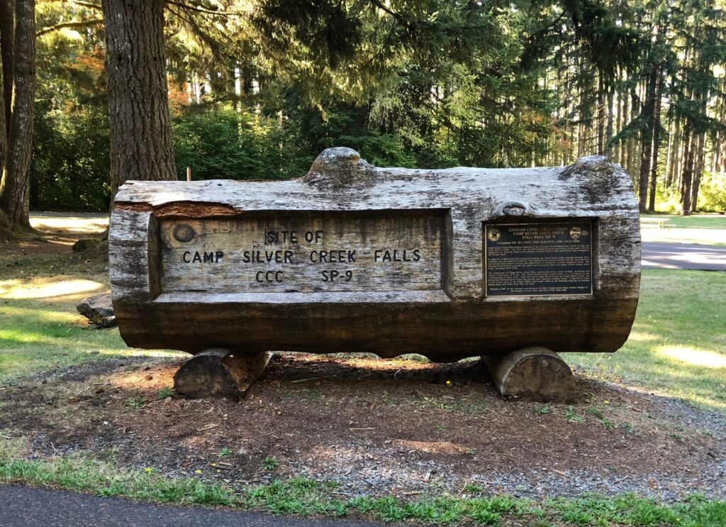 Log Memorial to Camp Silver Creek Falls SP-9